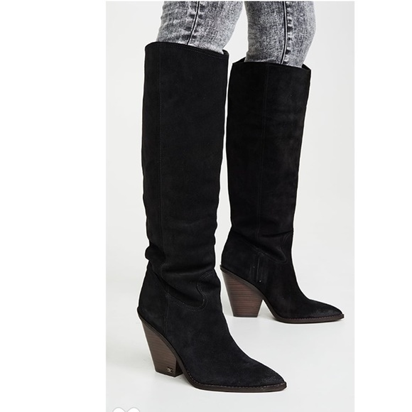 indigo pointed toe knee high boot sam edelman